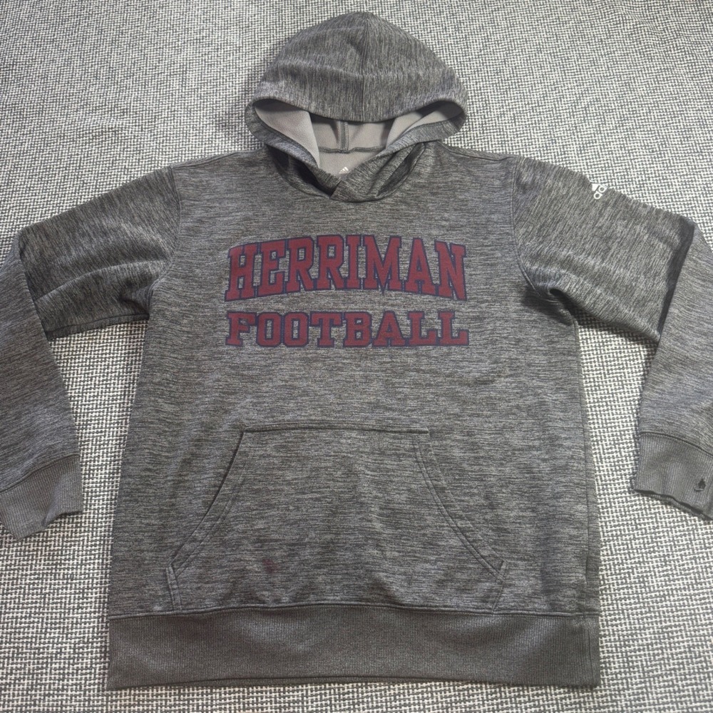 Adidas Herriman Football Climawarm Hoodie Mens Medium Grey Heather Pullover Utah
